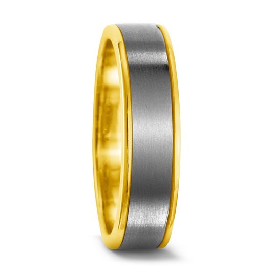 Wedding Ring Titanium, 18k Yellow Gold