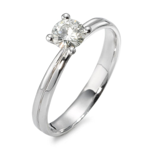 Solitaire ring 18k White Gold Moissanite round, 5 mm