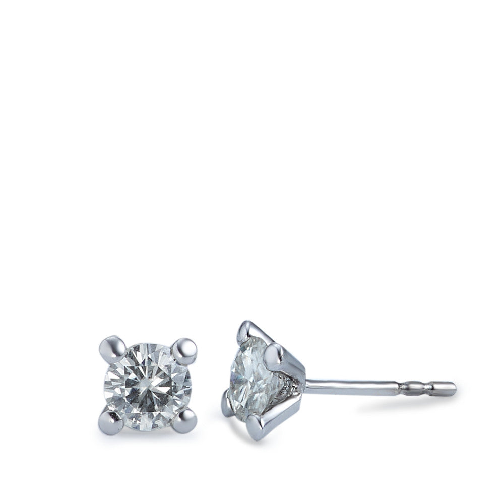 Stud earrings 18k White Gold Moissanite 2 Stones