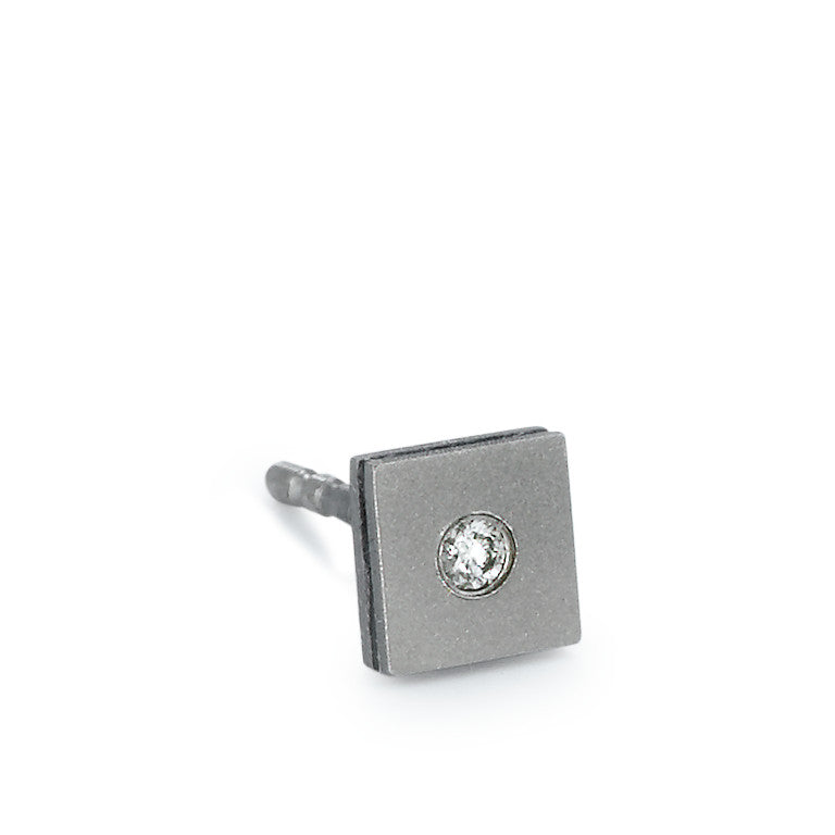 Single stud earring Titanium Diamond 0.02 ct, w-si