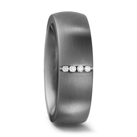 Wedding Ring Titanium Diamond 0.04 ct, 4 Stones, w-si