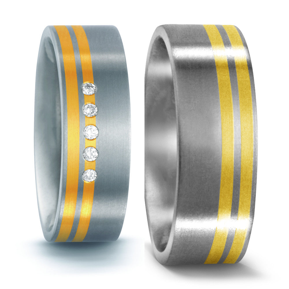 Wedding Ring Titanium, 18k Yellow Gold