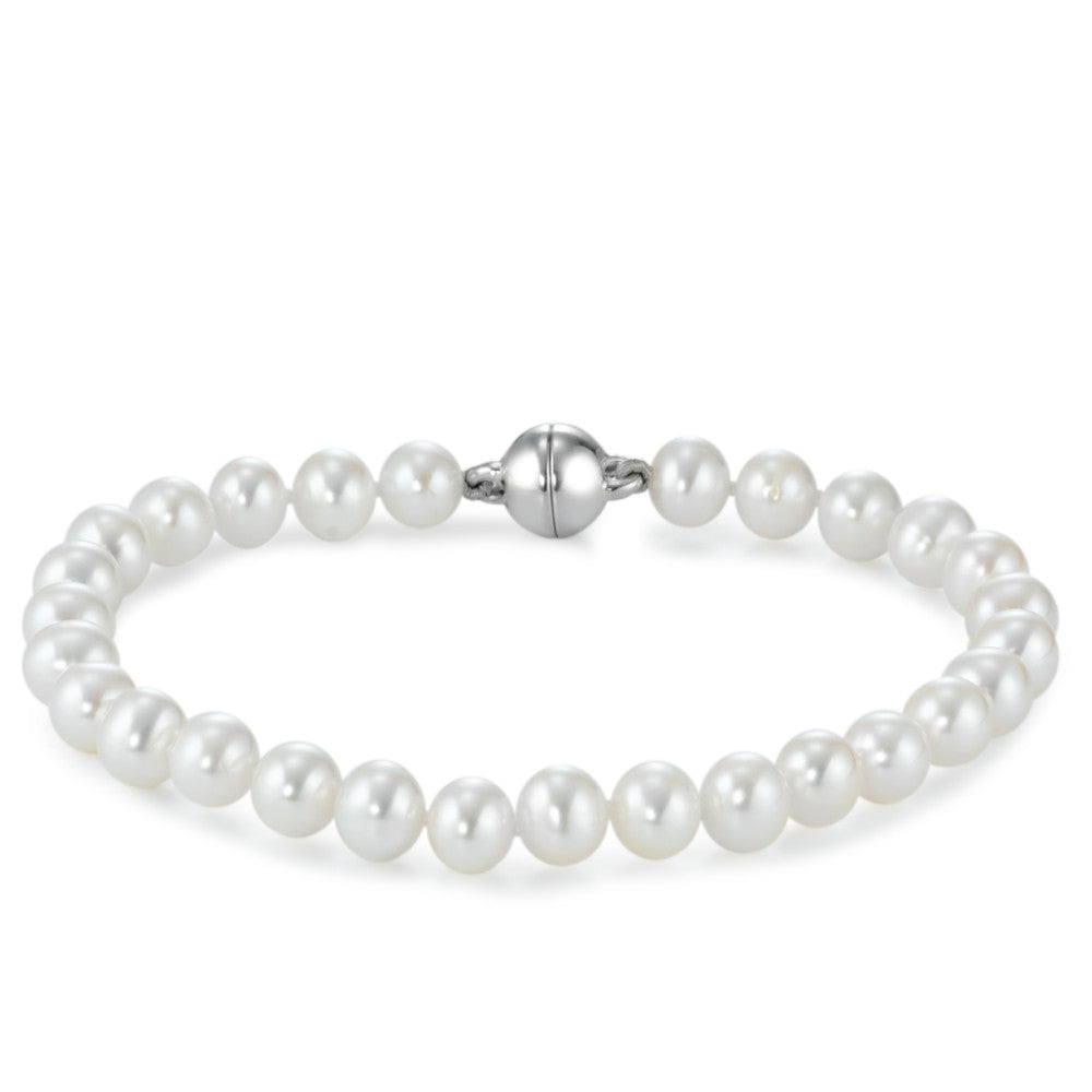 Bracelet Silver Rhodium plated Freshwater pearl 19 cm