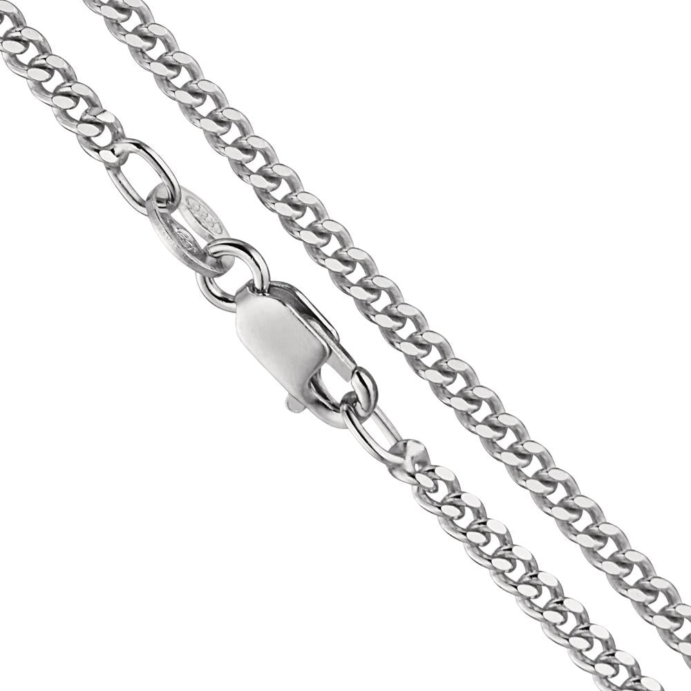 Curb-Necklace Silver Rhodium plated 40 cm