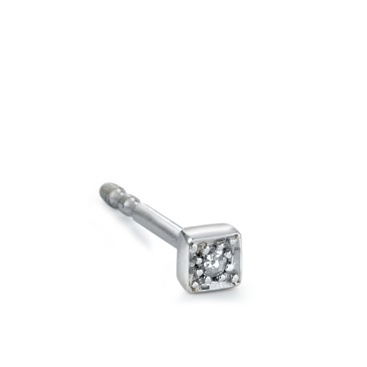 Single stud earring 18k White Gold Diamond 0.01 ct, w-si