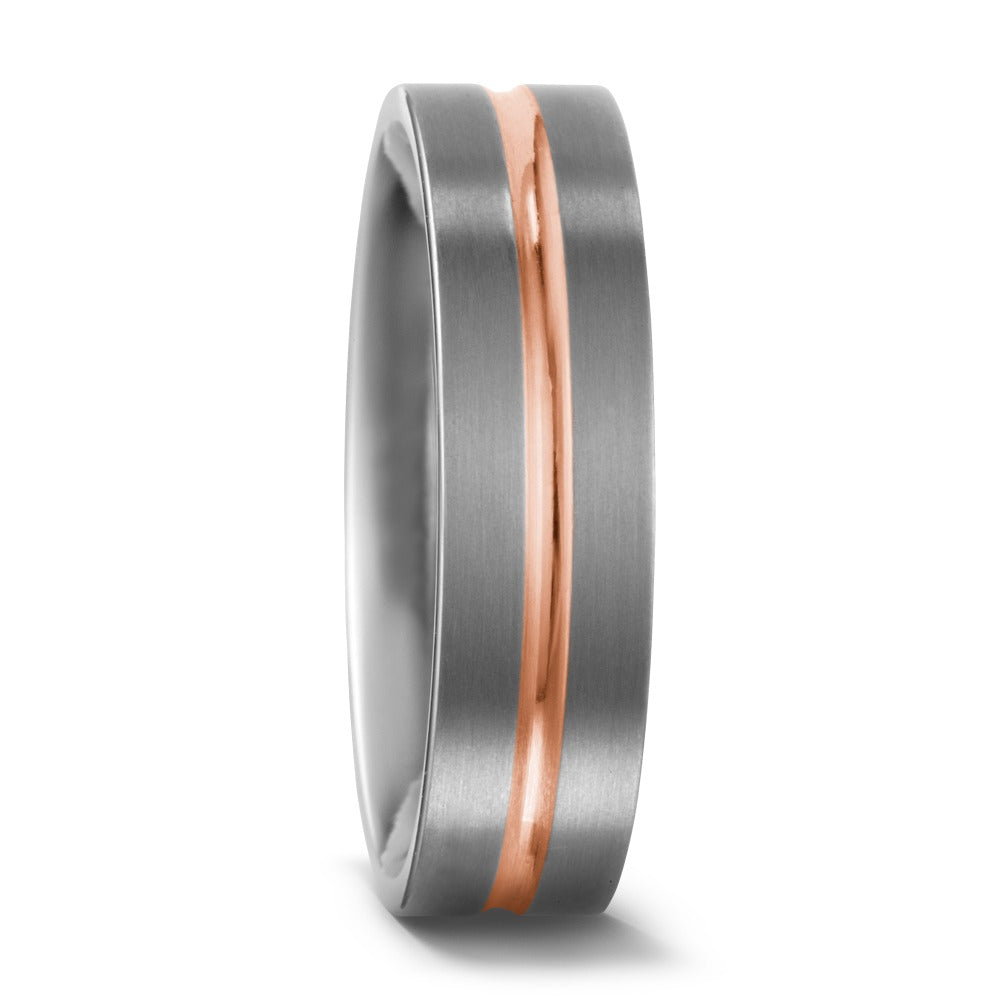 Wedding Ring Titanium, 18k Red Gold