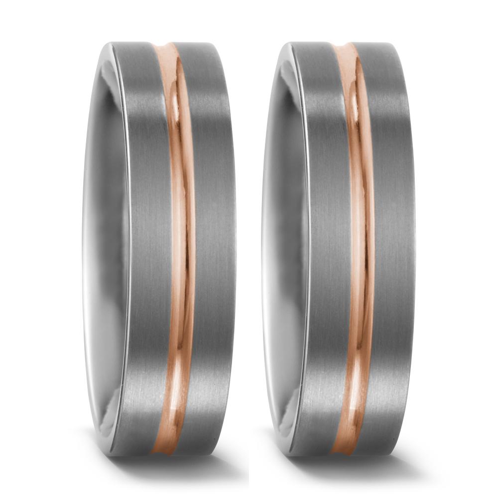 Wedding Ring Titanium, 18k Red Gold