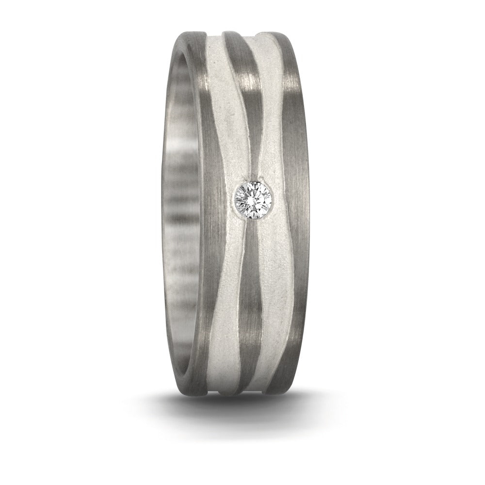 Ring Palladium 950, Silver Diamond 0.03 ct, tw-si