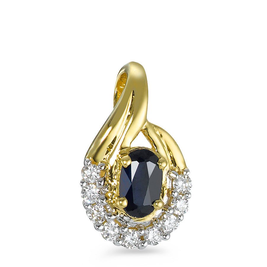 Pendant 18k Yellow Gold Sapphire 9 Stones, w-si