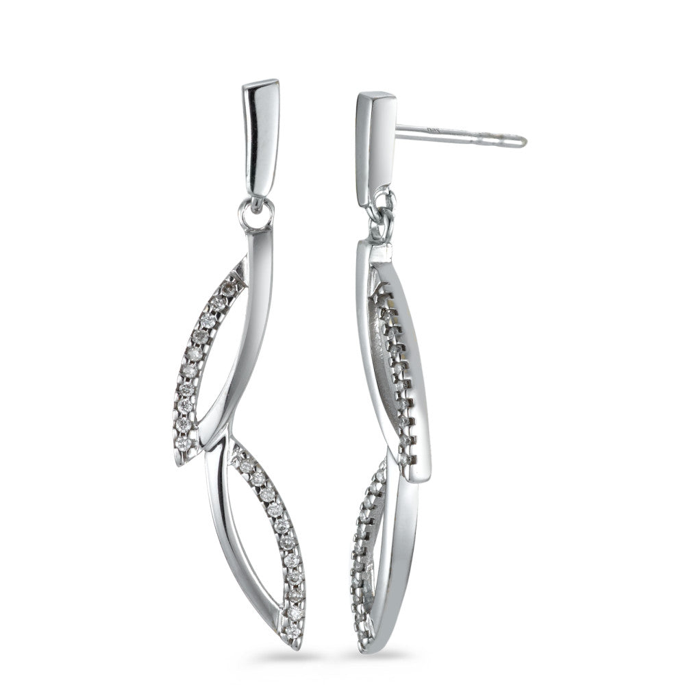 Drop Earrings 18k White Gold Diamond 0.17 ct, 42 Stones, w-si