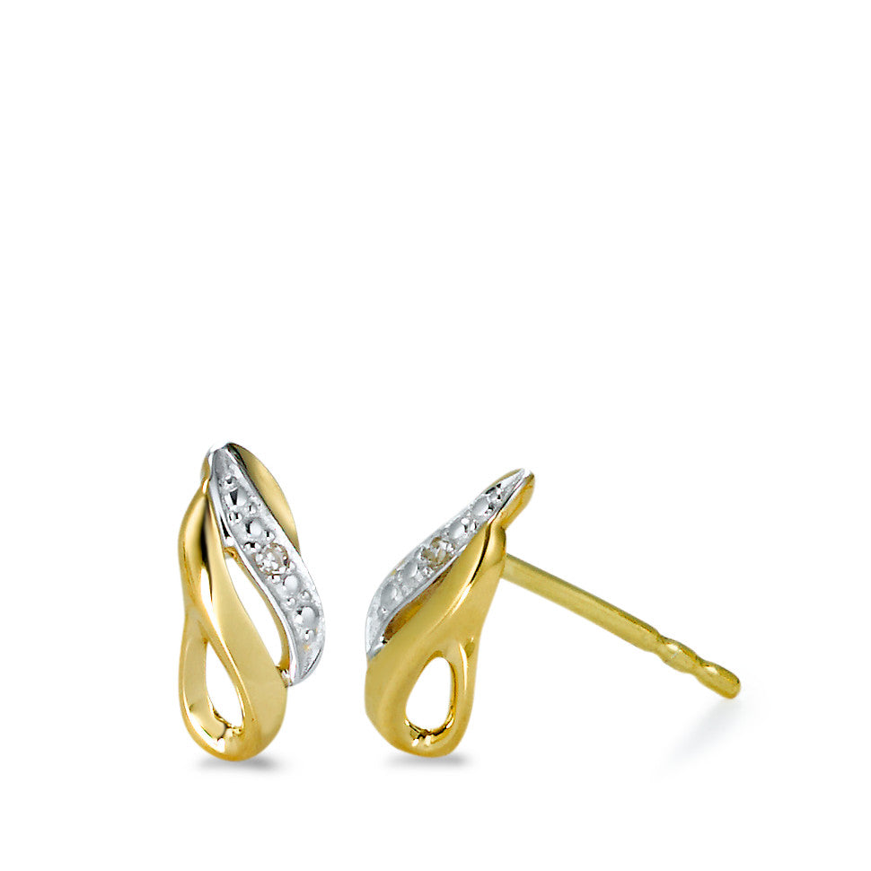 Stud earrings 18k Yellow Gold Diamond 2 Stones, w-si