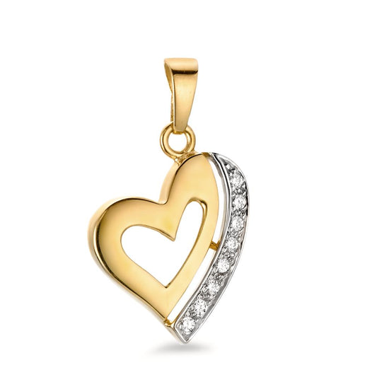 Pendant 18k Yellow Gold Zirconia 8 Stones Heart