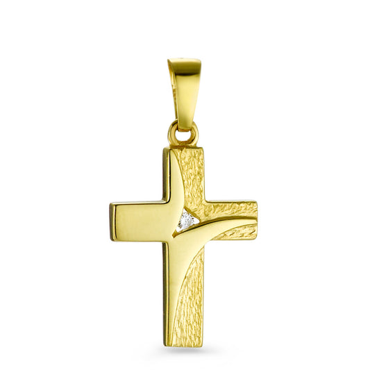 Pendant 18k Yellow Gold Zirconia Cross