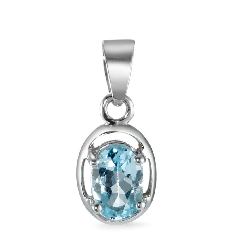 Pendant 18k White Gold Topaz Blue