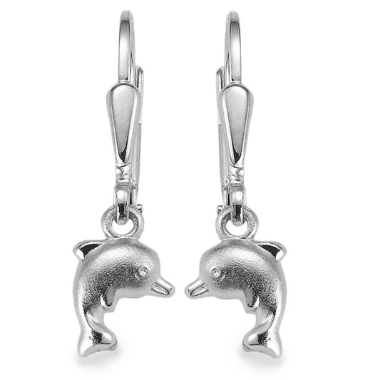 Drop Earrings Silver Rhodium plated Dolphin