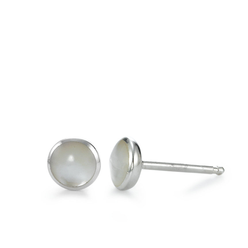 Stud earrings Silver Mother of pearl Ø6 mm