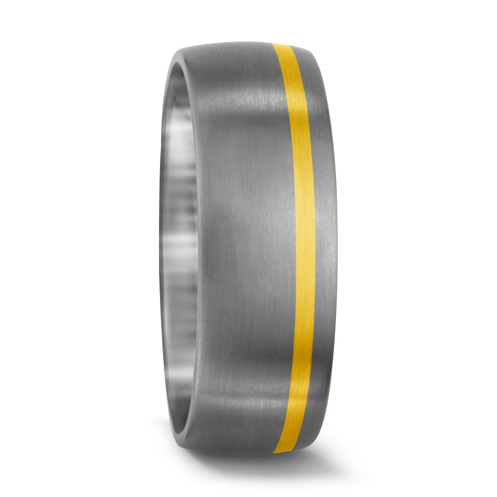 Wedding Ring Titanium, 18k Yellow Gold