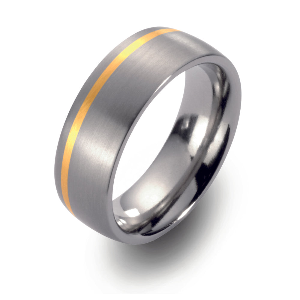 Wedding Ring Titanium, 18k Yellow Gold