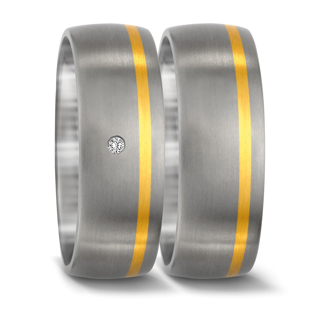 Wedding Ring Titanium, 18k Yellow Gold