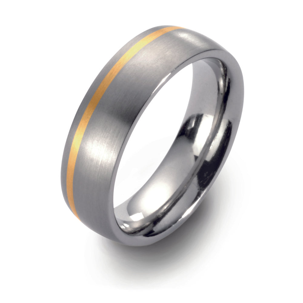 Wedding Ring Titanium, 18k Yellow Gold