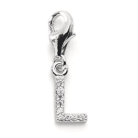 Charms Silver Zirconia 3 Stones Rhodium plated