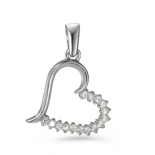 Pendant Silver Zirconia 14 Stones Rhodium plated Heart