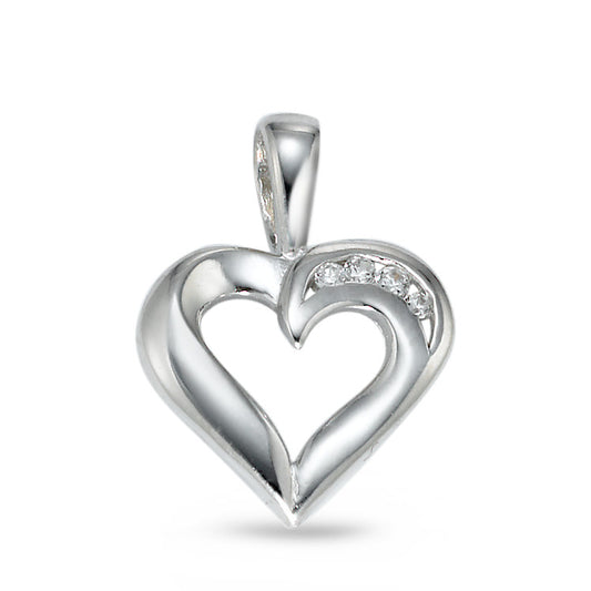 Pendant Silver Zirconia 4 Stones Rhodium plated Heart