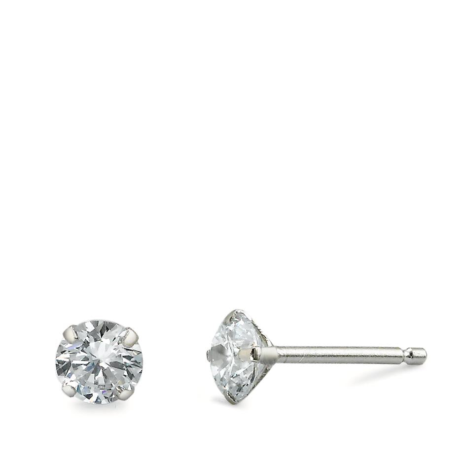 Stud earrings Silver Zirconia 2 Stones, round Ø5 mm