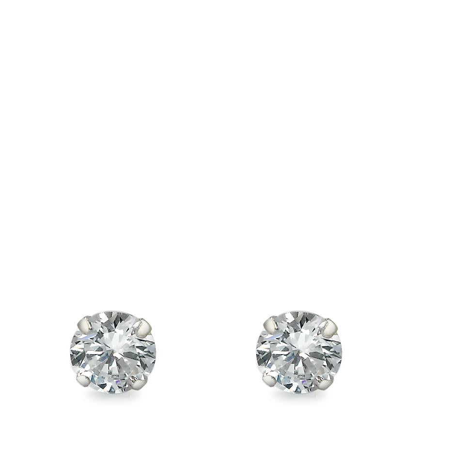 Stud earrings Silver Zirconia 2 Stones, round Ø5 mm