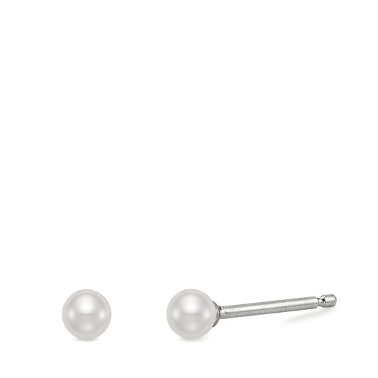 Stud earrings Silver Rhodium plated Shining pearls