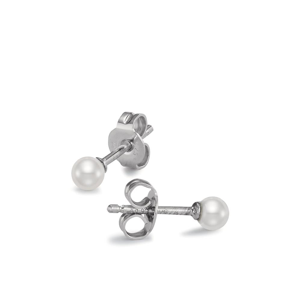 Stud earrings Silver Rhodium plated Shining pearls