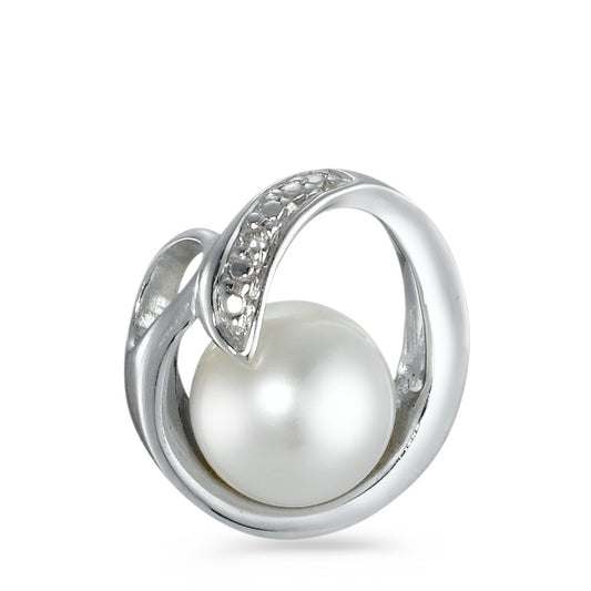 Pendant 18k White Gold Diamond 0.003 ct, w-pi1 Freshwater pearl