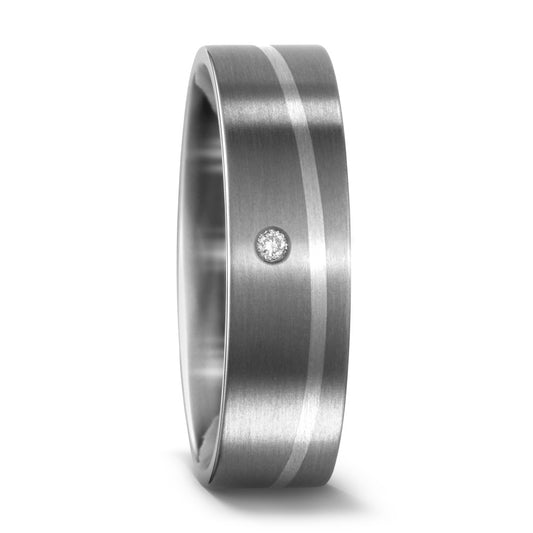 Wedding Ring Titanium, Palladium 950 Diamond 0.02 ct, w-si