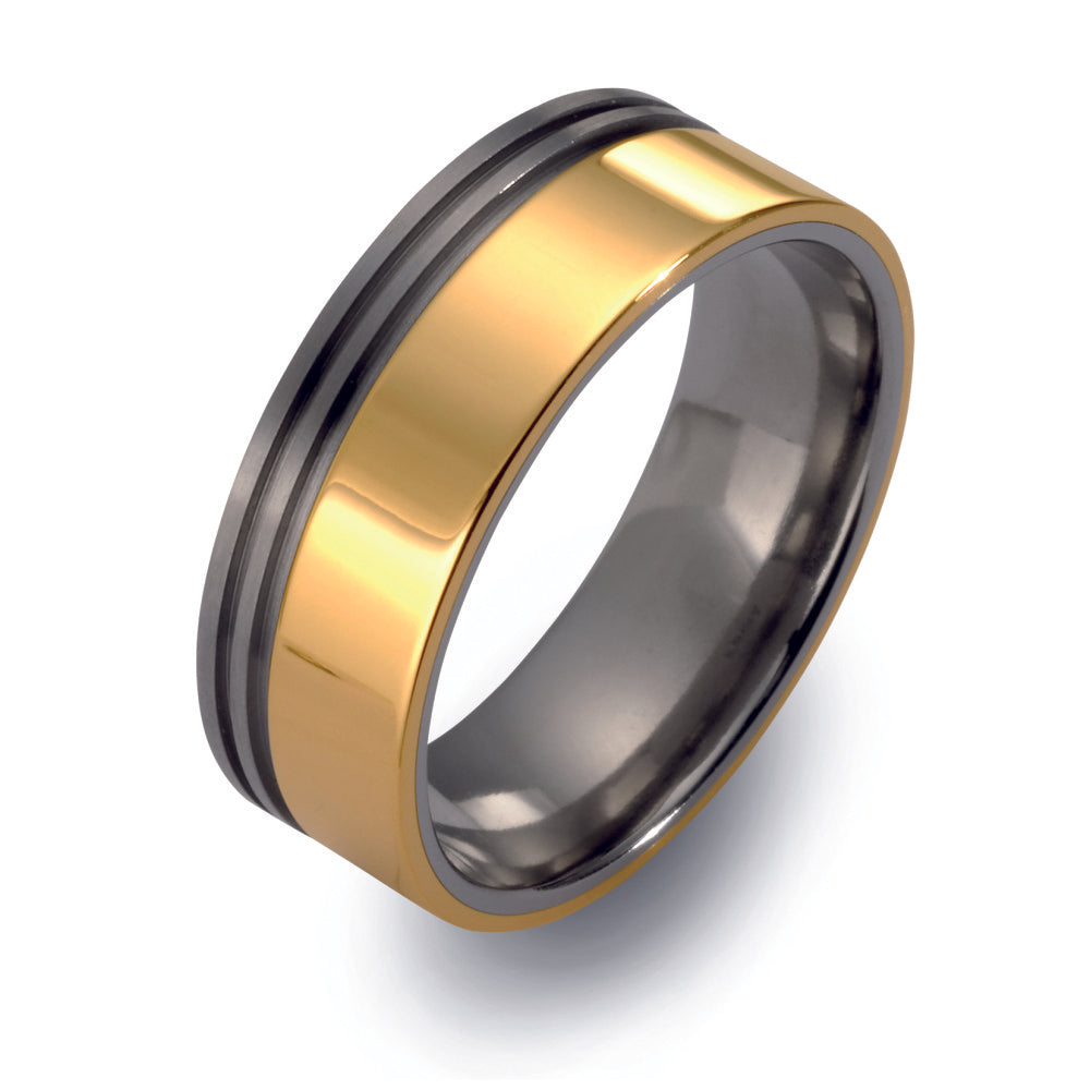 Ring Titanium, 18k Yellow Gold