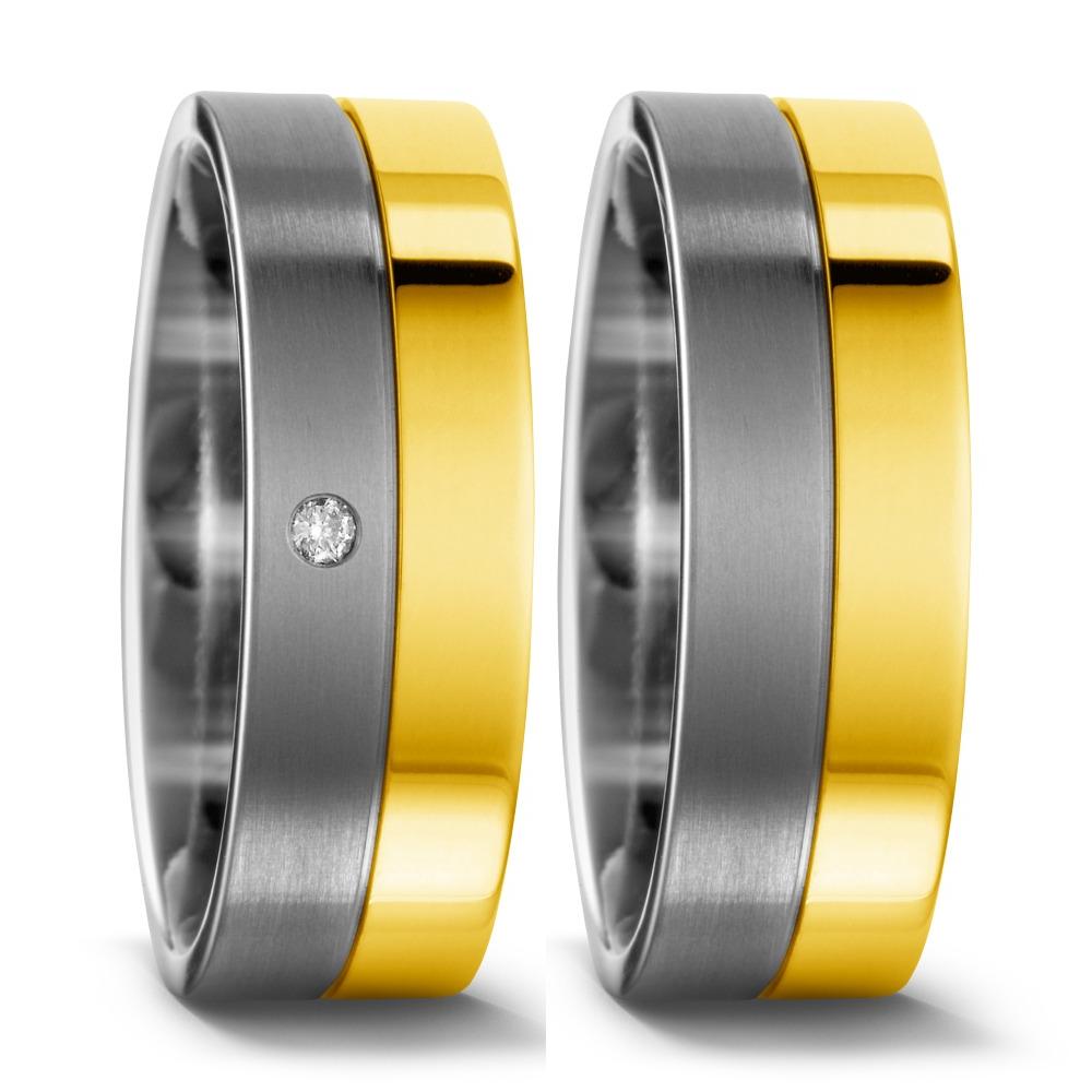 Wedding Ring Titanium, 18k Yellow Gold