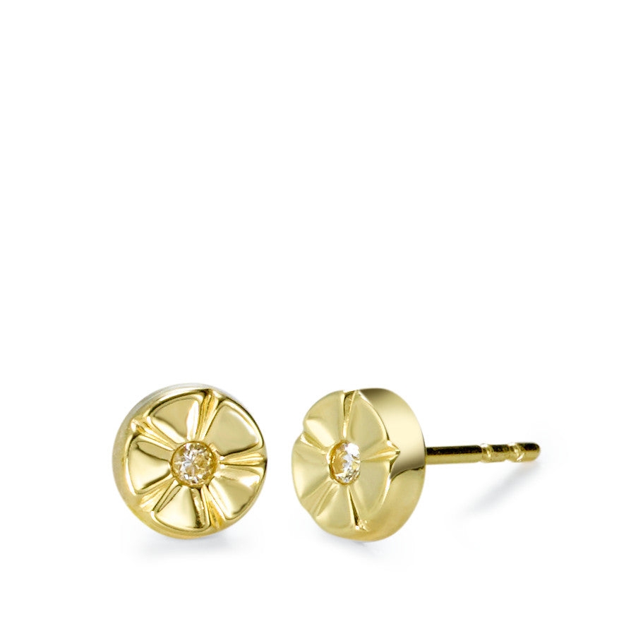 Stud earrings 18k Yellow Gold Zirconia 2 Stones