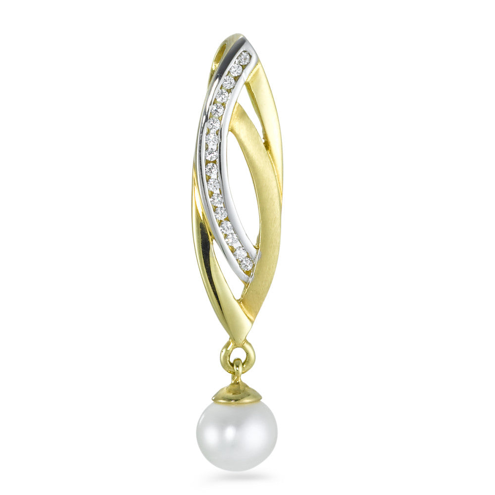 Pendant 18k Yellow Gold Zirconia Freshwater pearl