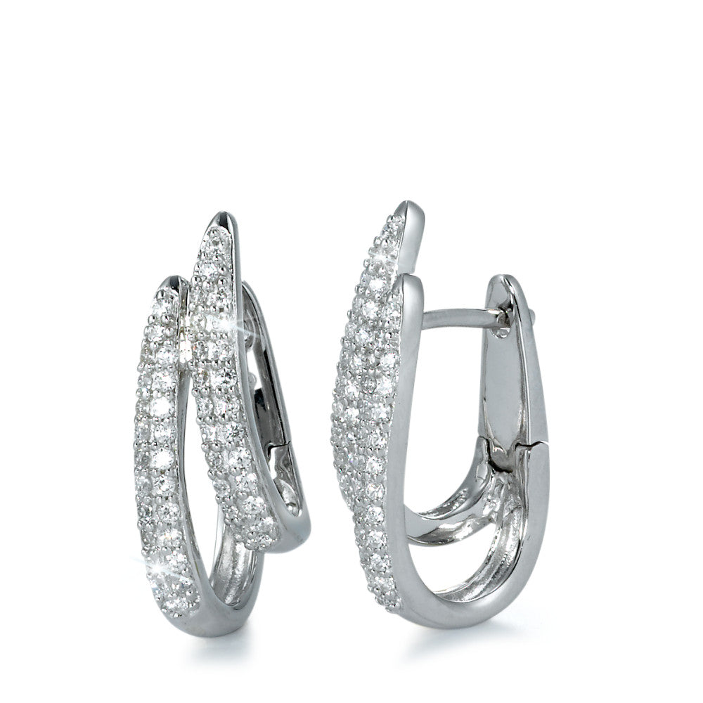 Hinged hoop Silver Zirconia Rhodium plated