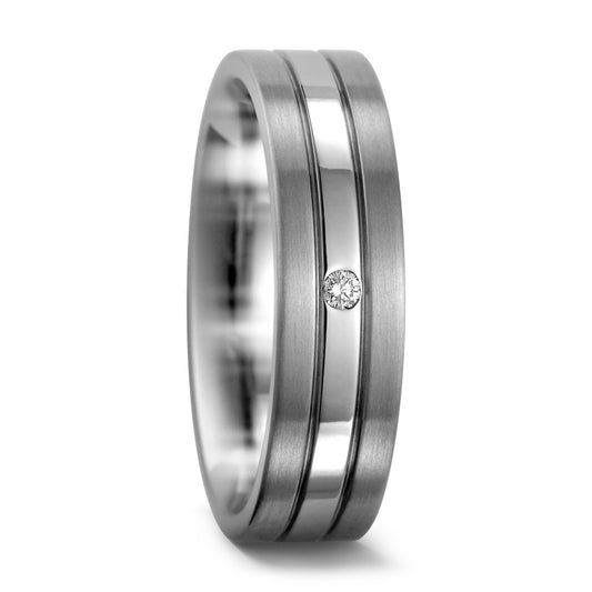 Wedding Ring Titanium, Palladium 950 Diamond 0.02 ct, w-si