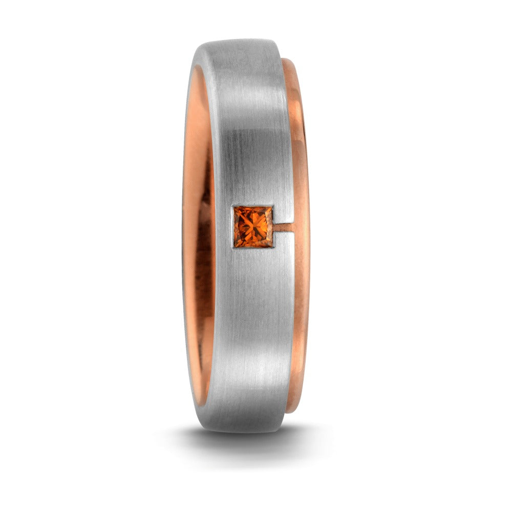 Ring Platinum 950 Diamond Orange, 0.05 ct, Carree, w-si