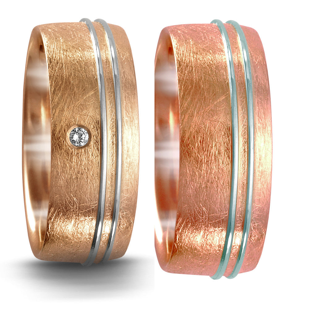 Wedding Ring Platinum 950, 18k Red Gold