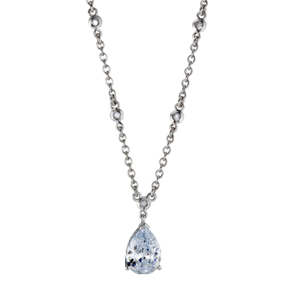 Necklace Silver Zirconia Rhodium plated 45 cm