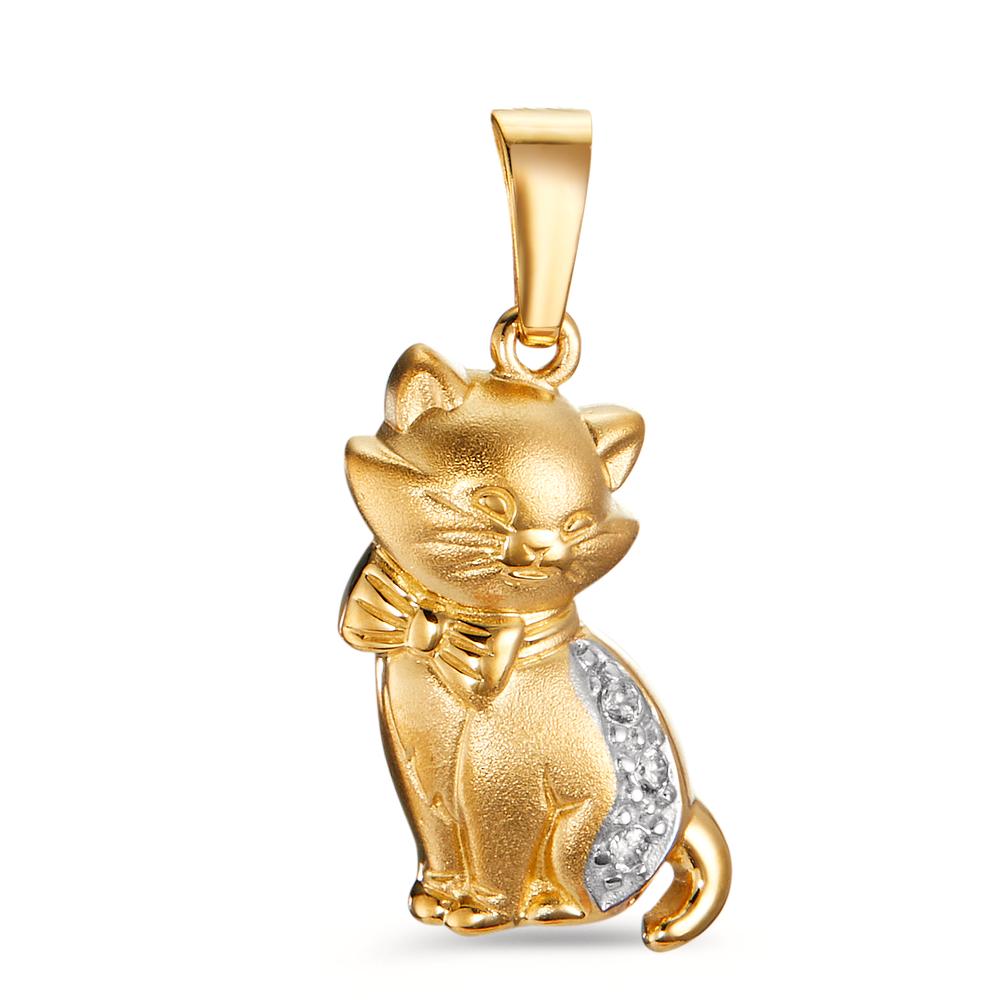 Pendant 9k Yellow Gold Zirconia Cat