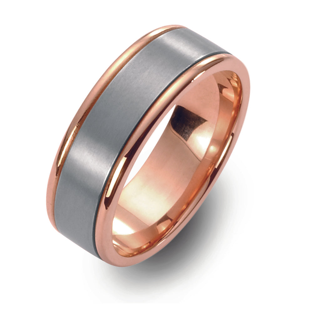 Wedding Ring Titanium, 18k Red Gold