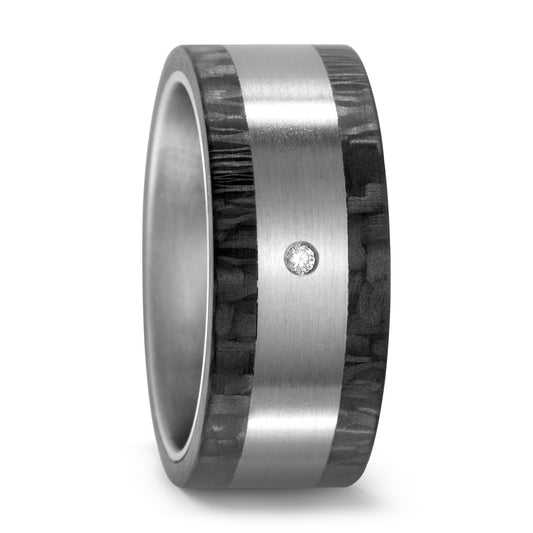 Wedding Ring Titanium, Carbon Diamond 0.02 ct, w-si