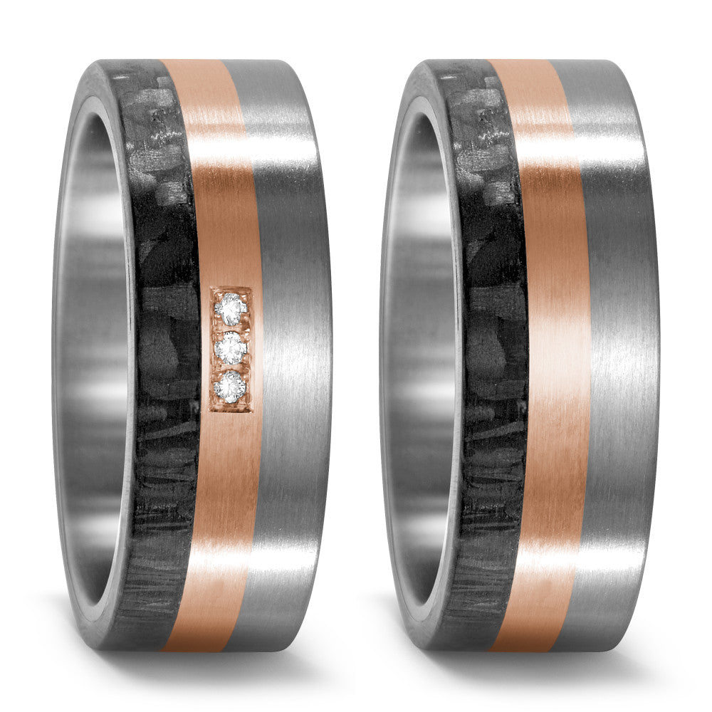 Wedding Ring Titanium, 18k Red Gold, Carbon