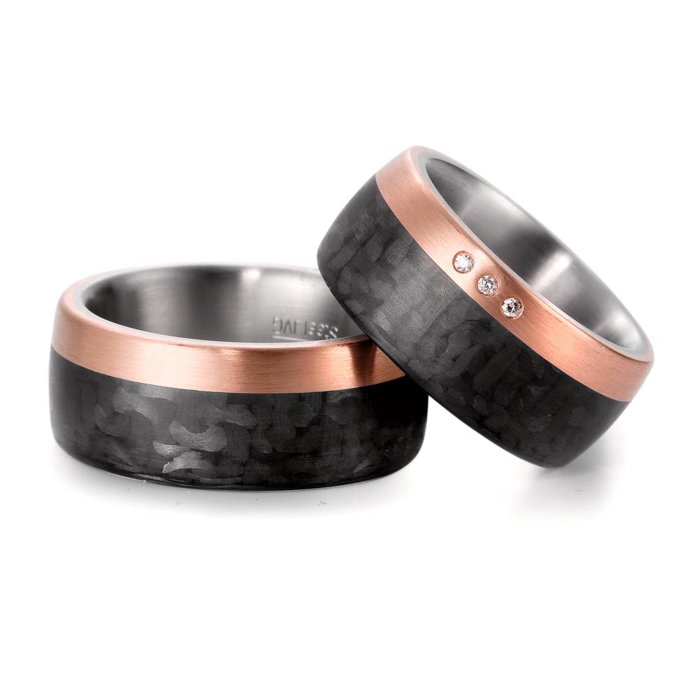 Wedding Ring Stainless steel, 18k Rose Gold, Carbon