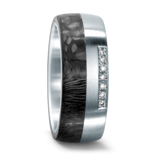 Wedding Ring Stainless steel, Carbon Diamond 0.07 ct, 7 Stones, w-si