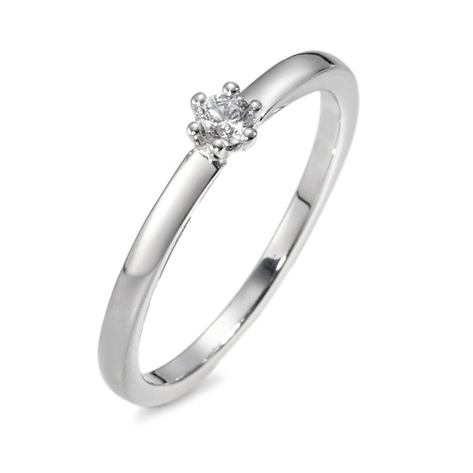 Solitaire ring 18k White Gold Diamond 0.10 ct, w-si