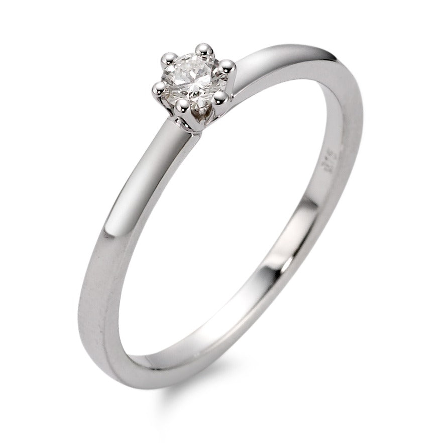 Solitaire ring 18k White Gold Diamond 0.15 ct, w-si